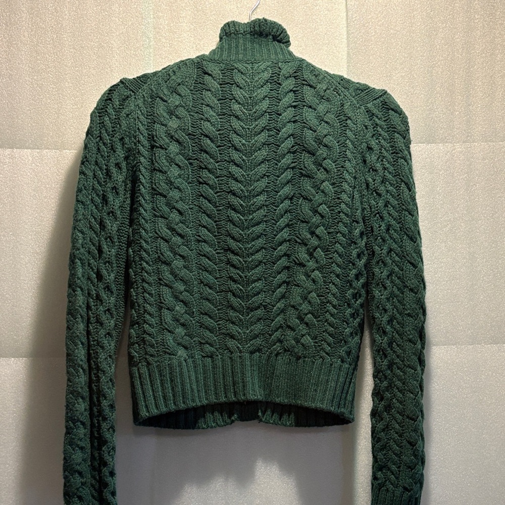 Like NEW J.Crew Green Cable Knit Cardigan Sweater - Picture 3 of 7